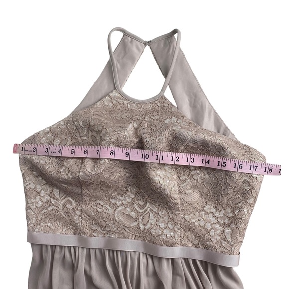 David’s Bridal Gold Metallic Halter Bridesmaid Dress Size 10 Shiny Glitter - Picture 9 of 12